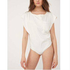 Free People Road Trip Bodysuit Top White Large NWT